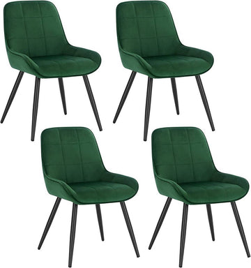 Set van 4 eetkamerstoelen fluweel met rugleuning | Donkergroen | 38x43x81,5 cm