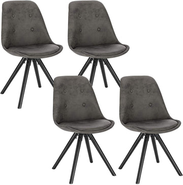 Set van 4 eetkamerstoelen met stoffen bekleding en houten frame | 43x39x83 cm
