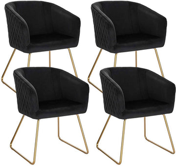 Set van 4 eetkamerstoelen van fluweel met metalen poten | 43x41x76,5 cm