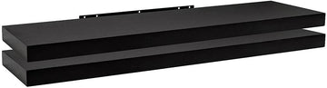 Set van 2 zwevende wandplanken MDF hout | Zwart | 100x22,9x3,8 cm
