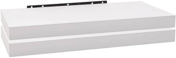 Set van 2 wandplanken voor boeken en decoratie | Wit | 60x22,9x3,8 cm