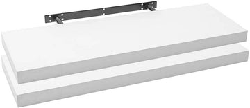 Set van 2 zwevende wandplanken van MDF | Wit | 80x22.9x3.8 cm