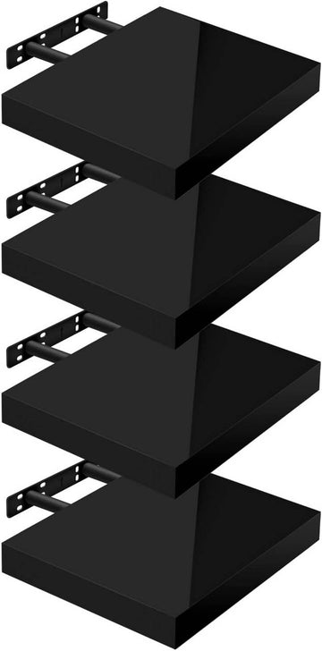 4-delige zwevende wandplankenset | Zwart | 30x3.8x22.9 cm