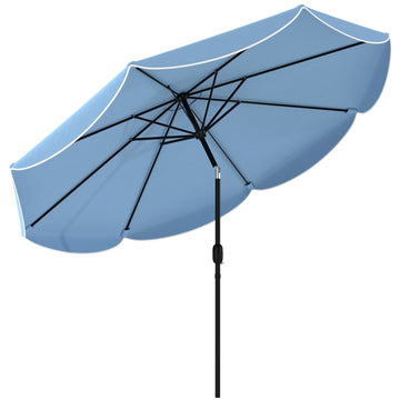 Ronde balkonparasol met crank en kantelfunctie | Kleur: Hemelsblauw | Afmetingen: 265x265x235 cm