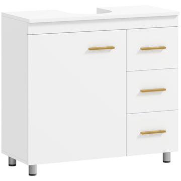 Badkamermeubel voor wastafel - 3 laden, wit | Kleur: Wit | Afmetingen: 70x30x65 cm