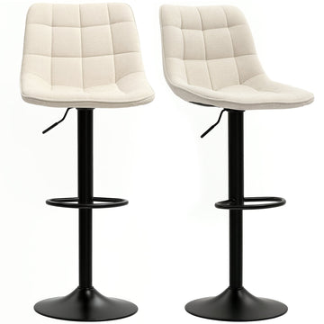 Set 2 verstelbare barkrukken - 360° draaibaar | Kleur: Bruin, Zwart | Afmetingen: 47x53x96-117 cm