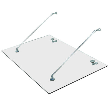Glazen deurafdak - veiligheidsglas en 304 RVS | Kleur: Transparant | Afmetingen: 150x90x1,2 cm
