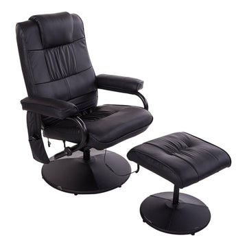 Massagefauteuil met voetenbank - Trilmassage | Kleur: Zwart | Afmetingen: 77x84x95 cm