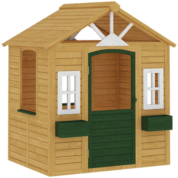 Houten speelhuis voor kinderen | Kleur: Bruin | Afmetingen: 97x134,5x150 cm