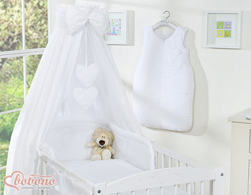 Tygbaldakin, hängande gardin, skyddar mot ljus och drag - mysig atmosfär för spjälsängen