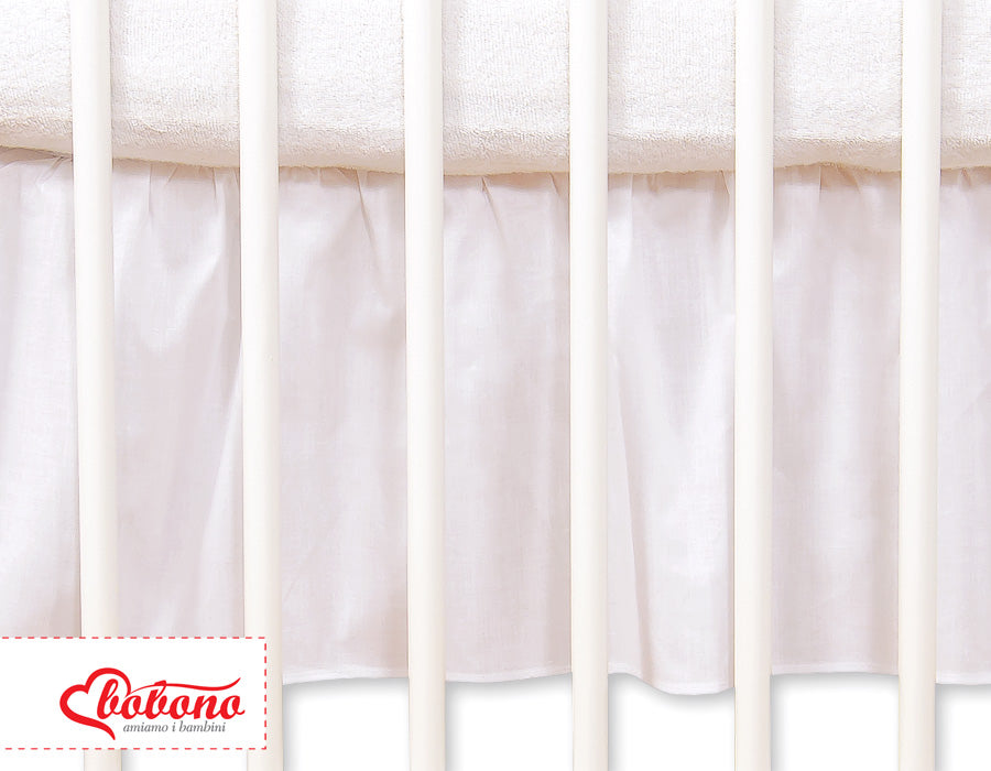 Dammvolang, sängkappa, täckt låda - 140x70cm - 100% bomull - Hängande hjärtan vit