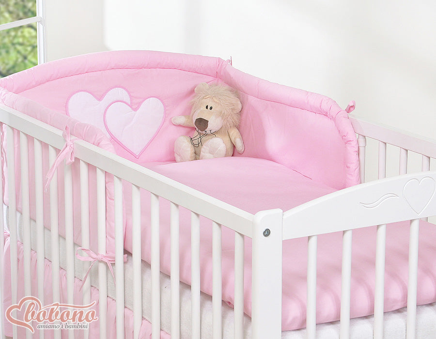 Universele babybumper Hanging Hearts - bedombumper - extra stevig en veilig, roze