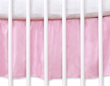 Staubschutzrüsche – Abdeckvlies – 100 % Baumwolle – geeignet für Babybett 140 x 70 cm – rosa