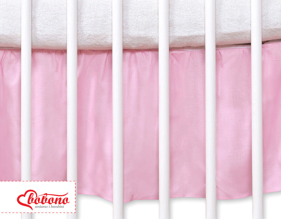 Staubschutzrüsche – Abdeckvlies – 100 % Baumwolle – geeignet für Babybett 140 x 70 cm – rosa