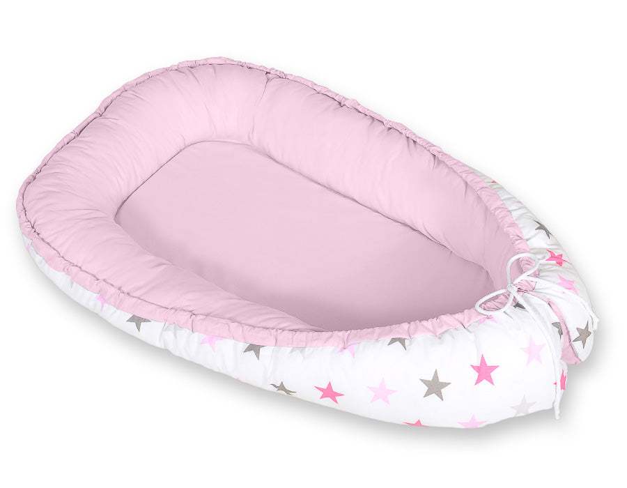 Baby nest, cocoon, verstelbaar en knus, premium katoen – dubbellaags – BOBONO