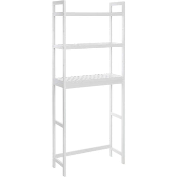 Toiletrek badkamerkast 3 lagen wit bamboe 63 x 26 x 163 cm