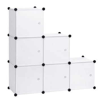 DIY kledingkast met deur 6 vakken | Wit | 96x30x96 cm