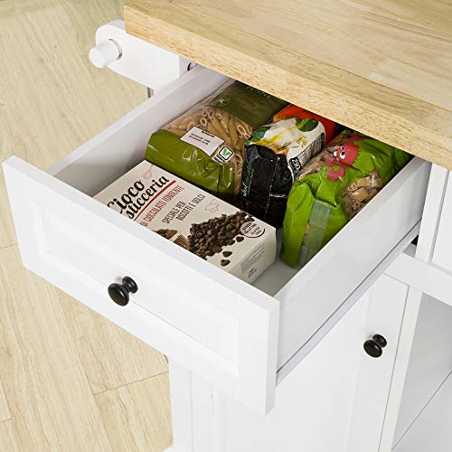 Keukenopbergwagen Keukenkast Kast Dressoir Keukeneiland met 3 Laden 2 Open Planken 2 Deuren