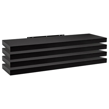 4-delige wandplankenset van MDF | Zwart | 120x22,9x3,8 cm