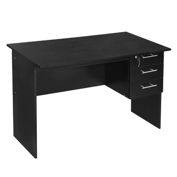 Bureau met 3 laden en slot | Zwart | 120x60x75 cm