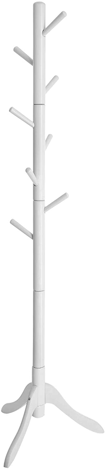Kapstok boomvormig, vrijstaand, 8 haken, massief rubberhout, wit, Ø57 x 57 x 177 cm