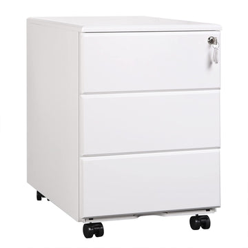 Rollcontainer archiefkast met 3 laden | Wit | 52,4x39x54 cm