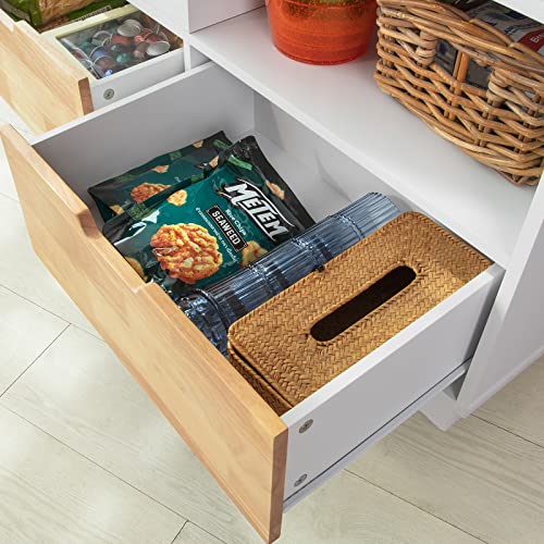 Keukenkast Kast Dressoir Keukeneiland Keukenopbergwagen met rubberen houten werkblad