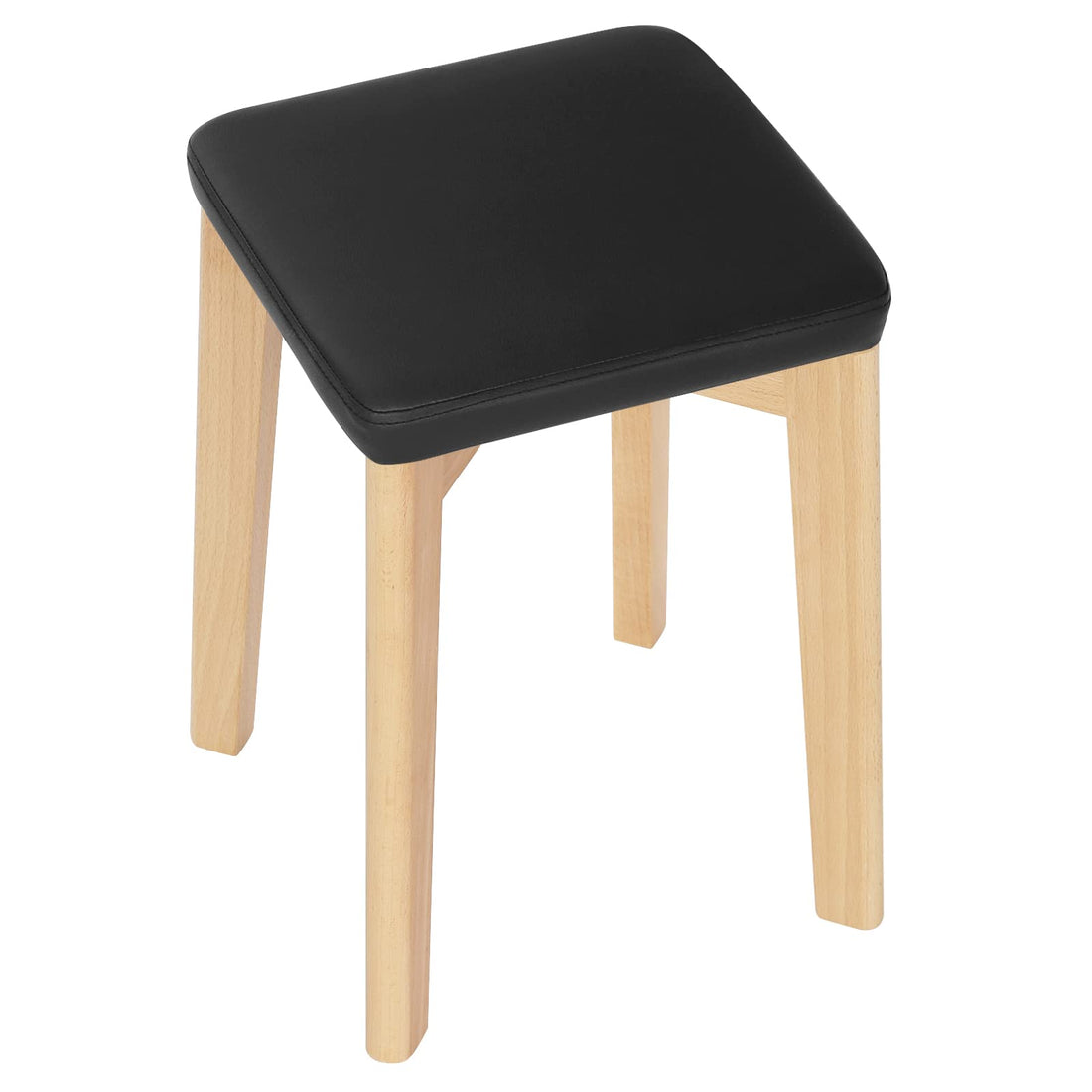 Set van 4 stapelbare eetkamerstoelen van massief hout | Zwart | 32,5x32,5x47 cm