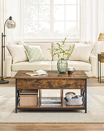 Salontafel - In hoogte verstelbaar - Lift-top - Vintage bruin-zwart - 60 x 100 x (48-62) cm