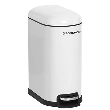 Afvalbak 10 l met binnenemmer, softclose, wit staal, 18,7 x 27,3 x 40,1 cm