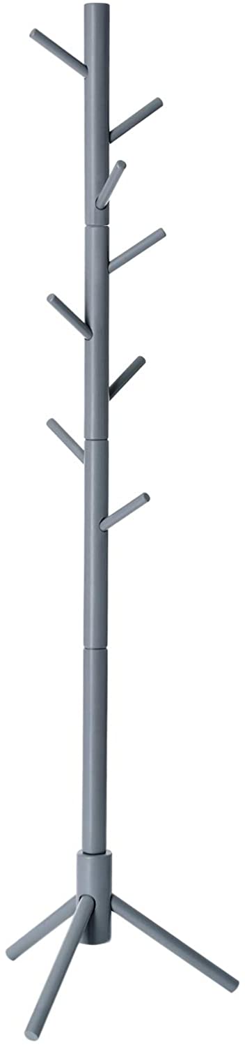 Vrijstaande kapstok - massief hout - 8 haken - boomvorm - grijs/wit - 47 x 47 x 175 cm