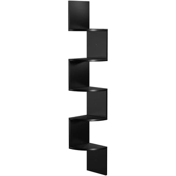 Hoekboekenkast - Wandplank - Zwevende plank - Zwart/Walnoot - Spaanplaat - 20 x 20 x 127,5 cm