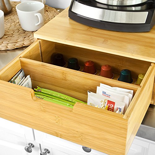Koffiezetapparaat Stand & Koffiepad Capsule Theezakjes Lade Box Houder Kast-Bamboe