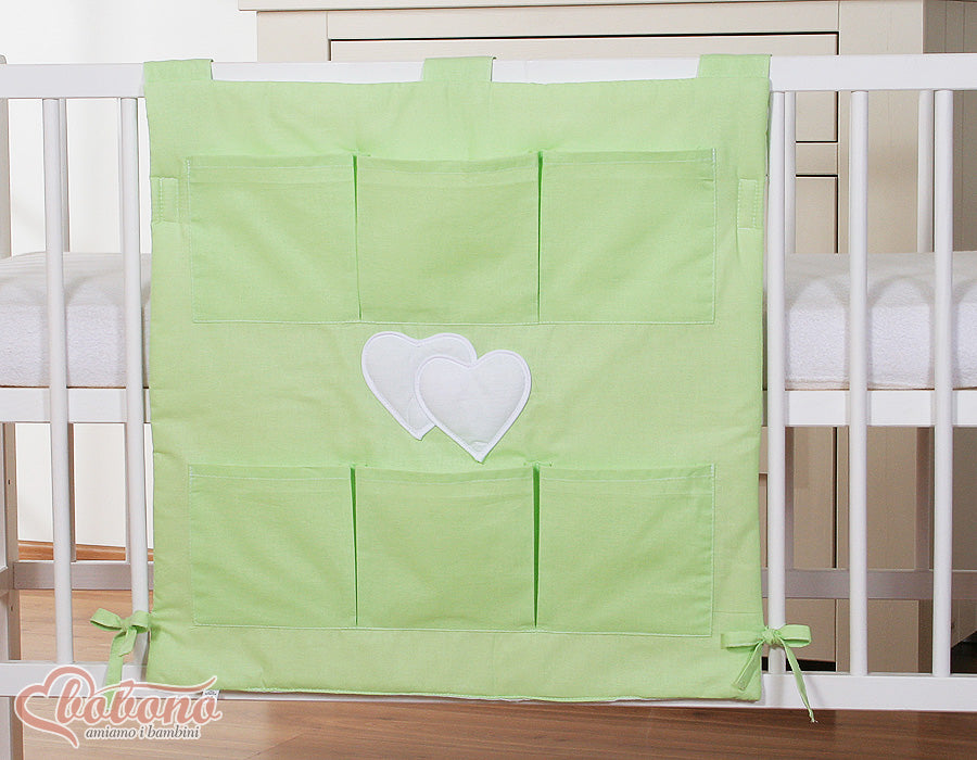 Hängande spjälsängsorganisatör, förvaringsväska, praktiska 6 fack med hjärtapplikation