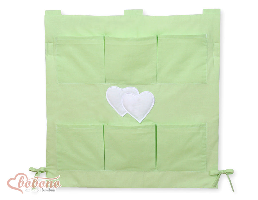 Hängande spjälsängsorganisatör, förvaringsväska, praktiska 6 fack med hjärtapplikation