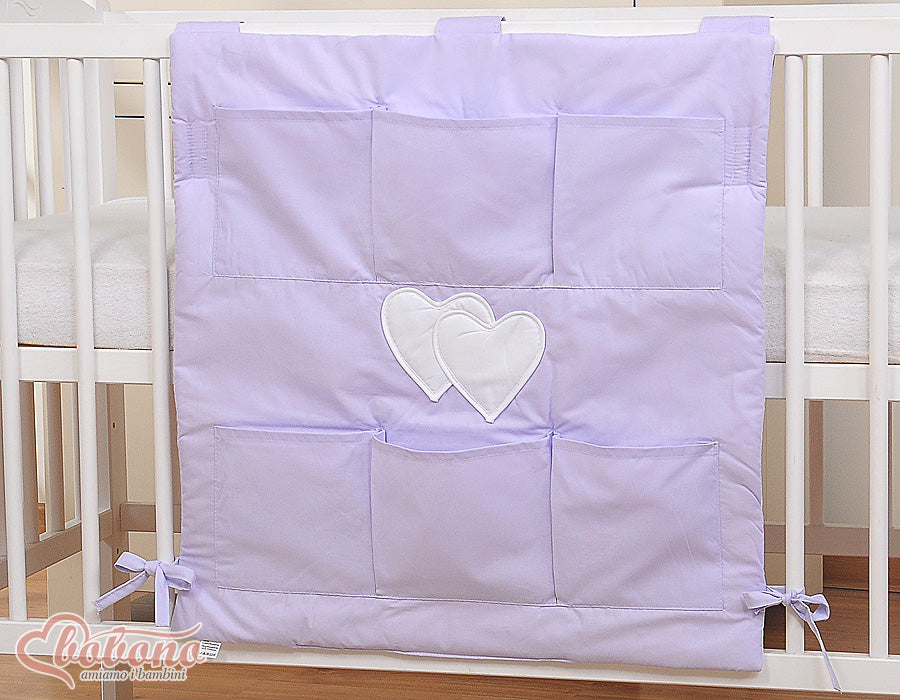 Hängande hjärtan lila barnsängorganisatör - Sängorganisatör - 6 rymliga fack för optimal förvaring