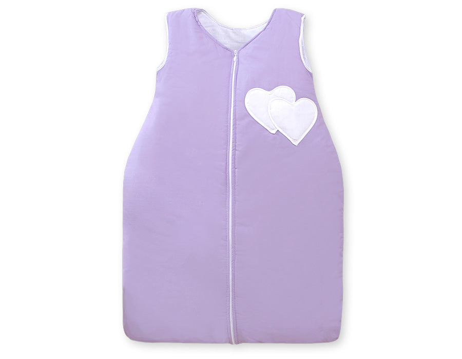 Hanging Hearts Lilac sovsäck - babysovsäck - mjuk, varm och allergivänlig fleece