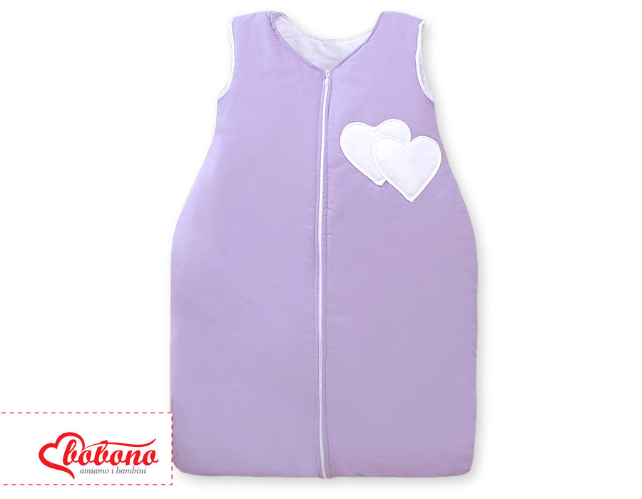 Hanging Hearts Lilac sovsäck - babysovsäck - mjuk, varm och allergivänlig fleece