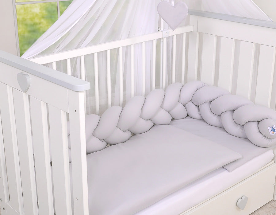 Spjälsängsskydd - flätad skyddsskydd - 100 % bomull, andningsbar och skyddande