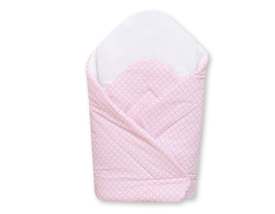 Baby nest, babynestje, veilig en comfortabel voor pasgeborenen – roze ruit, katoenen materiaal