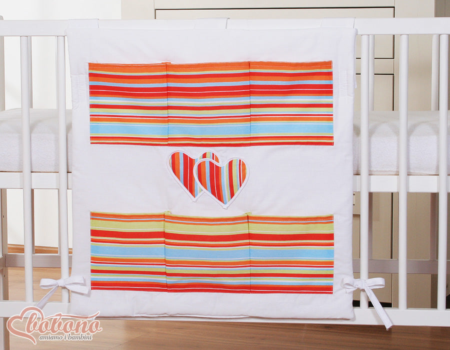 Hängande hjärtformad spjälsängsorganisatör - Babyorganisatör - 6 praktiska förvaringsfack