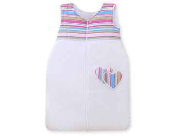 Hanging Hearts Lilac Strips sovsäck - babysovsäck - underbart mjuk och antiallergisk komfort