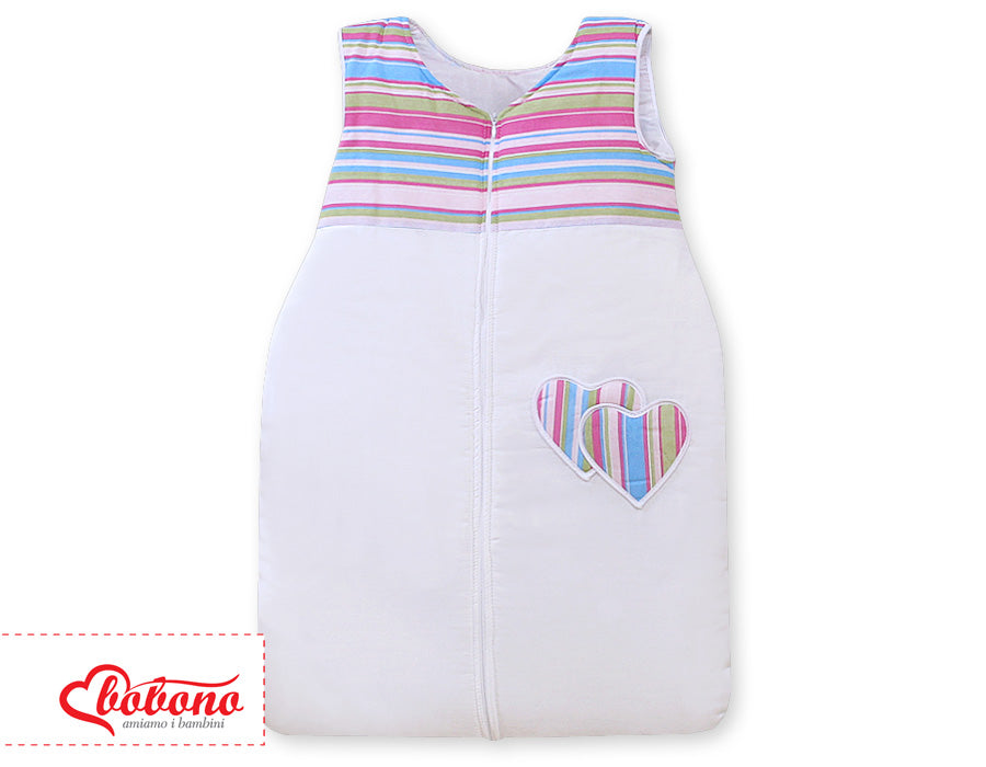 Hanging Hearts Lilac Strips sovsäck - babysovsäck - underbart mjuk och antiallergisk komfort