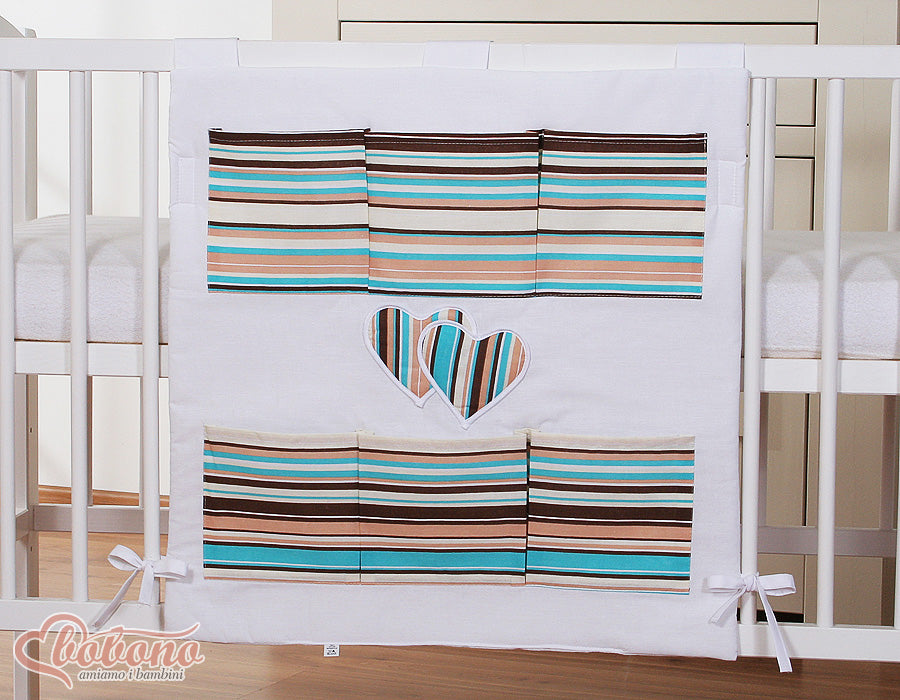 Hängande sängväska - Organisationssängväska - 6 rymliga förvaringsfack, 100 % bomull