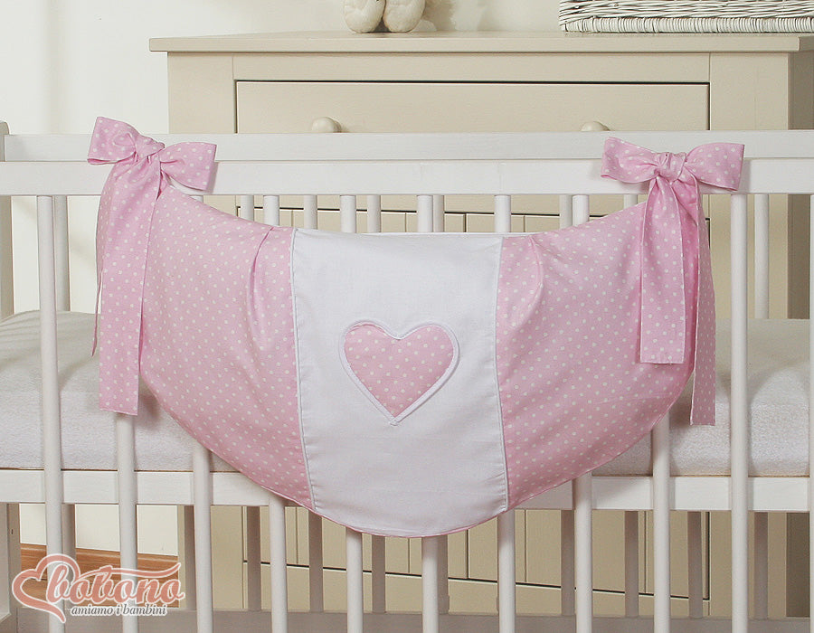 Leksaksväska, förvaringsväska, rymlig och tvättbar - 100% bomullsväska med hjärtmönster