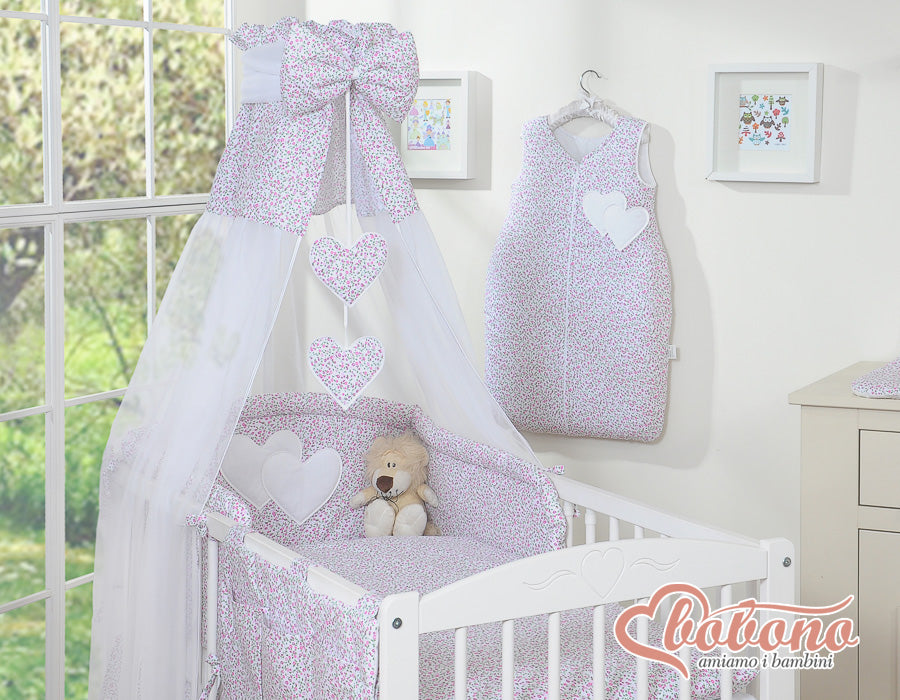 Chiffongbaldakin - sängbaldakin - skyddar mot ljus och drag med rosa blommor