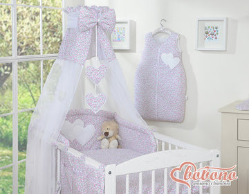 Chiffongbaldakin - sängbaldakin - skyddar mot ljus och drag med rosa blommor