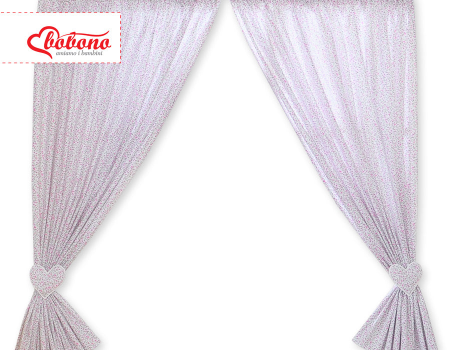 Set med 2 barnrumsgardiner – barngardiner – stämningsfulla hängande hjärtan, bomull