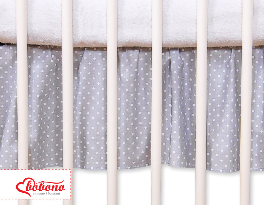 Staubrüsche – Bettrock – Abdeckrüsche, Schubladenabdeckung – 120 x 60 cm – Hängende Herzen, weiß-grau