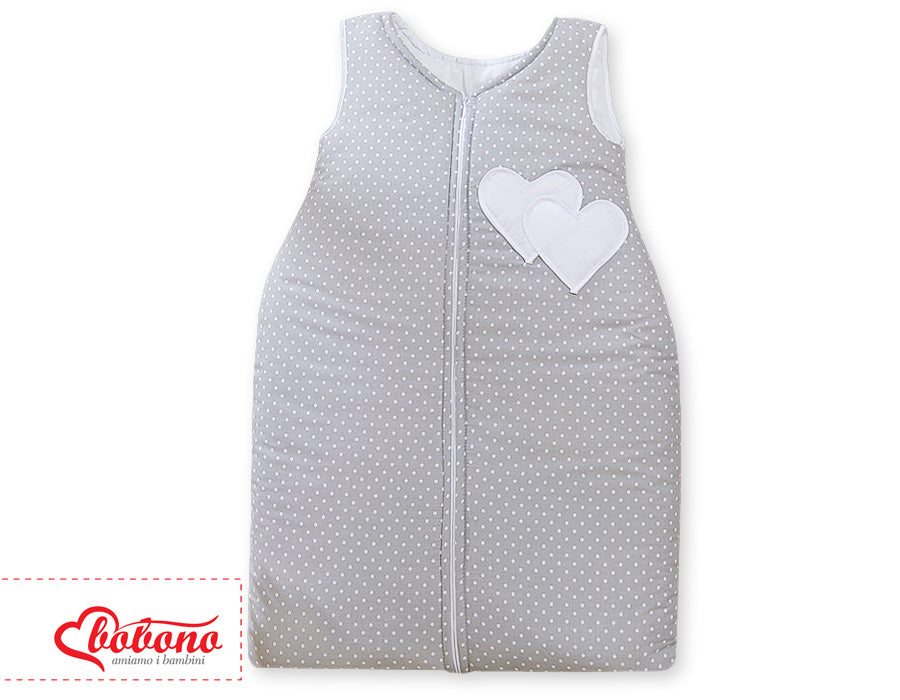 Sovsäck - liggunderlag - antiallergisk fleece, certifierad bomull, Hängande hjärtan-design